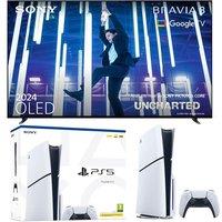 77" Sony BRAVIA 8 Smart 4K Ultra HD HDR OLED TV with PlayStation 5 (Model Group - Slim) Bundle, Silver/Grey