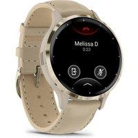GARMIN Venu 3S - Soft Gold with French Grey Leather Band & French Grey Silicone Band, Gold,Silver/Grey