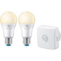 4LITE WiZ Connected Twin Smart LED Bulbs with PIR Sensor - E27, A60, Warm White