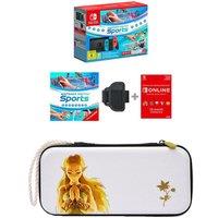 Nintendo Switch Neon Red & Blue, Sports, Nintendo Switch Online 12 Month Membership & Princess Zelda Slim Travel Pro Case Bundle, Red,Blue