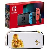 Nintendo Switch & Princess Zelda Slim Travel Pro Nintendo Switch Case Bundle - Neon Red & Blue, Red,Blue