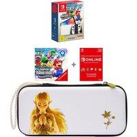 Nintendo Switch OLED White & Super Mario Bros. Wonder Bundle, Nintendo Switch Online 12 Month Membership & Princess Zelda Case Bundle, White