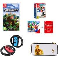 Nintendo Switch OLED White & Super Mario Bros. Wonder Bundle, Mario Kart 8, Minecraft Deluxe, Princess Zelda Case & Nintendo Switch Online 12 Month Membership Bundle, White