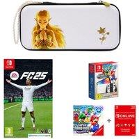 Nintendo Switch OLED White & Super Mario Bros. Wonder Bundle, EA Sports FC 25, Princess Zelda Case & Nintendo Switch Online 12 Month Membership Bundle, White