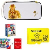 Nintendo Switch OLED White & Super Mario Bros. Wonder Bundle, 256 GB Memory Card, Princess Zelda Case & Nintendo Switch Online 12 Month Membership Bundle, White