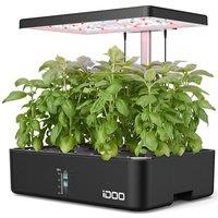 IDOO Home Hydroponics Herb Garden Growing Kit - Black, Black