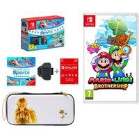 Nintendo Switch Neon Red & Blue, Sports, Mario & Luigi: Brothership, Princess Zelda Case & Nintendo Switch Online 12 Month Membership Bundle, Red,Blue