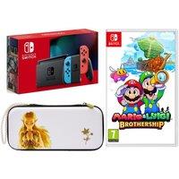 Nintendo Switch (Neon Red & Blue), Mario & Luigi: Brothership & Princess Zelda Case Bundle, Red,Blue