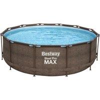 BESTWAY 12ft x 39.5" Steel Pro Deluxe BW56709GB-21 Round Swimming Pool - Brown