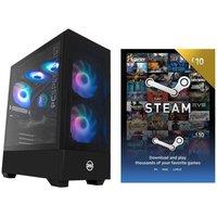 Pcspecialist Flux 300 Gaming PC & £10 Steam Wallet Card Bundle - AMD Ryzen 7, RTX 4060 Ti, 1 TB SSD, Black