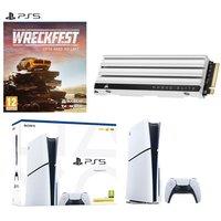 Sony PlayStation 5 (Model Group - Slim), Wreckfest & 1 TB MP600 ELITE M.2 Internal SSD Bundle, White