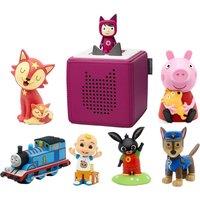 TONIES Toniebox Starter Set (Purple) & Set of 6 Audio Figures Bundle