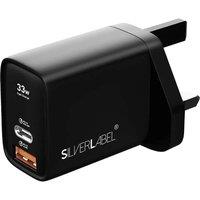 SILVERLABEL 29071SL10 33 W Universal Dual USB Type-C & Type-A Charger - Black, Black