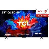 55 TCL 55P8K Smart 4K Ultra HD HDR QLED TV, Silver/Grey