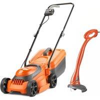 FLYMO SimpliCompact 300 Lawnmower & Mini Trim Grass Trimmer - Orange & Black