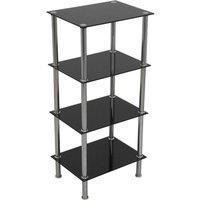 AVF S44 4-Tier Square Shelving Unit - Black & Chrome