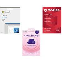 Microsoft Office Home 2024 (Lifetime, 1 user), Cloud Backup (4 TB, 3 years) & LiveSafe (1 year, unlimited devices) Bundle