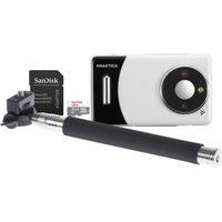 PRAKTICA DZ13 Compact Digital Camera & Selfie Stick Bundle - White & Black, Black,White