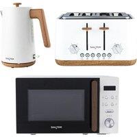 SALTER Toronto Combo-9196 4-slice Toaster, Jug Kettle & Solo Microwave Bundle - White, White