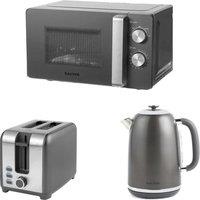 SALTER Cosmos COMBO-8840 2-slice Toaster, Jug Kettle & Solo Microwave Bundle - Grey, Silver/Grey