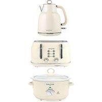 SALTER COMBO-9505 Retro Jug Kettle, 4-Slice Toaster & Slow Cooker Bundle - Cream, Cream