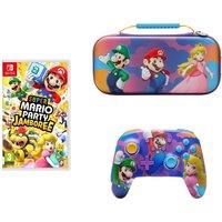 Nintendo SWITCH Super Mario Party Jamboree, PowerA Protection Case & Enhanced Wireless Controller (Colour Splash Heroes) Bundle