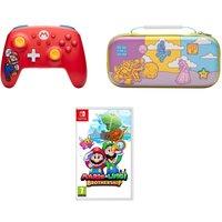 Nintendo Switch Mario & Luigi: Brothership, PowerA Wireless Controller (Mario Joy) & Protection Case (Mushroom Kingdom Pop Art) Bundle