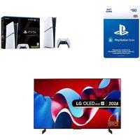 42" Lg OLED42C44LA Smart 4K Ultra HD HDR OLED TV, Store £50 Wallet Top-Up & PlayStation 5 Digital Edition (Model Group - Slim) Bundle, Silver/Grey
