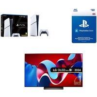 55" Lg OLED55C44LA Smart 4K Ultra HD HDR OLED TV, Store £50 Wallet Top-Up & PlayStation 5 Digital Edition (Model Group - Slim) Bundle, Silver/Grey
