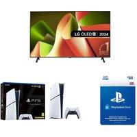 77" Lg OLED77B46LA Smart 4K Ultra HD HDR OLED TV, Store £50 Wallet Top-Up & PlayStation 5 Digital Edition (Model Group - Slim) Bundle, Black