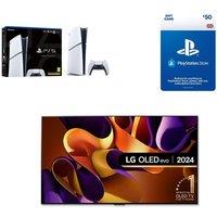 55" Lg OLED55G45LW Smart 4K Ultra HD HDR OLED TV, Store £50 Wallet Top-Up & PlayStation 5 Digital Edition (Model Group - Slim) Bundle, Silver/Grey