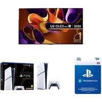 80"-84" Lg OLED83G45LW 83" Smart 4K Ultra HD HDR OLED TV, Store £50 Wallet Top-Up & PlayStation 5 Digital Edition (Model Group - Slim) Bundle, Silver/Grey