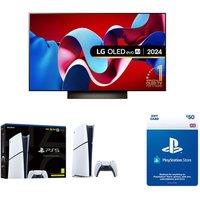 48" Lg OLED48C46LA Smart 4K Ultra HD HDR OLED TV, PlayStation 5 Digital Edition (Slim) & Store £50 Wallet Top-Up Bundle, Silver/Grey