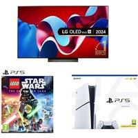 77 Lg OLED77C46LA Smart 4K Ultra HD HDR OLED TV, PlayStation 5 (Model Group - Slim) & LEGO Star Wars: The Skywalker Saga Bundle, Silver/Grey