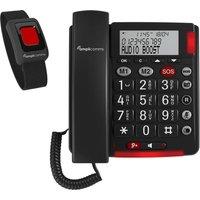 AMPLICOMMS BigTel 50 Alarm Plus Corded Phone, Black