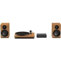 PRO-JECT Colourful Audio Belt Drive Turntable, Stereo Box and Speaker System - Real Wood Walnut, Brown