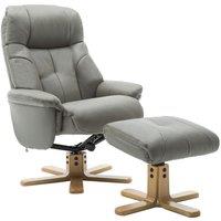 TEKNIK Denver Luxury Leather Reclining Executive Chair with Footstool - Grey