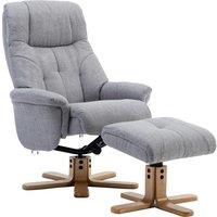 TEKNIK Denver Luxury Fabric Reclining Executive Chair with Footstool - Light Grey