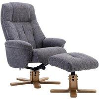 TEKNIK Denver Luxury Fabric Reclining Executive Chair with Footstool - Greystone