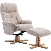 TEKNIK Denver Luxury Fabric Reclining Executive Chair with Footstool - Oatmeal