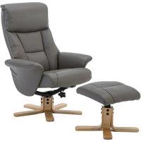 TEKNIK Montreal Luxury Leather Reclining Executive Chair with Footstool - Grey