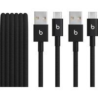BEATS Woven USB-A to Type-C Cable - 1.5 m, Bolt Black, Pack of 2, Black