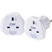 TRAVELBLUE TB-174 UK to EU Travel Plug Adapter - Pack of 2, White