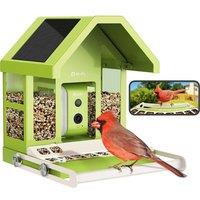 BIRDFY Smart Camera Bird Feeder with Solar Roof - Metal, Green