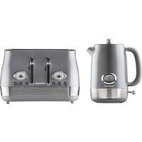 DAEWOO Denver SDA2846GE Jug Kettle & 4-Slice Toaster Bundle - Smoked Grey, Silver/Grey