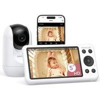 MOMCOZY BM04 5" LCD Screen Video Baby Monitor - White