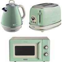 ARIETE Vintage ARPK59 Microwave, Jug Kettle & 2-Slice Toaster Bundle - Green, Green