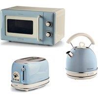 ARIETE Vintage ARPK66 Microwave, Traditional Kettle & 2-Slice Toaster Bundle - Blue, Blue