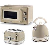 ARIETE Vintage ARPK67 Microwave, Traditional Kettle & 4-Slice Toaster Bundle - Cream, Cream
