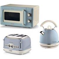 ARIETE Vintage ARPK69 Microwave, Traditional Kettle & 4-Slice Toaster Bundle - Blue, Blue